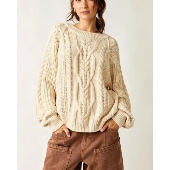 Free People Sweaters - FREE PEOPLE NWT Frankie Cable Sweater M ($98)
